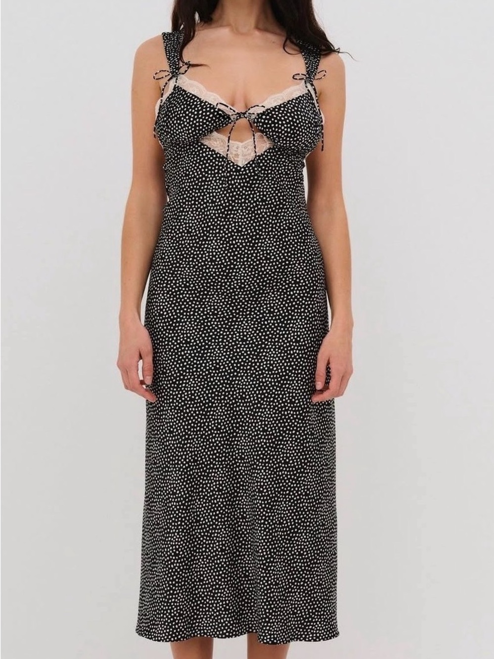 NWT For Love And Lemons Black and White Polka Dot Dress